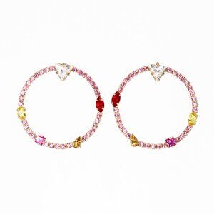 DANNIJO Pink Rhinestone Stud Hoop Earrings